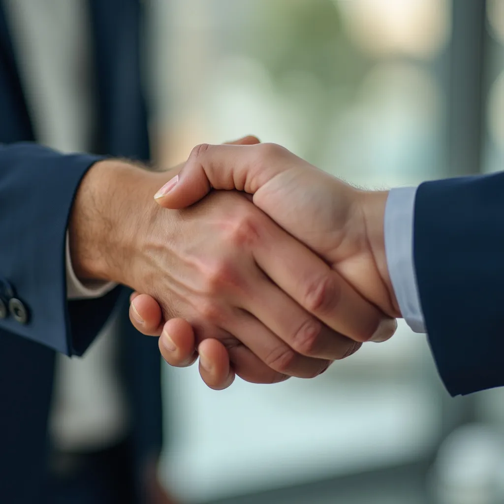Consultant and client shaking hands