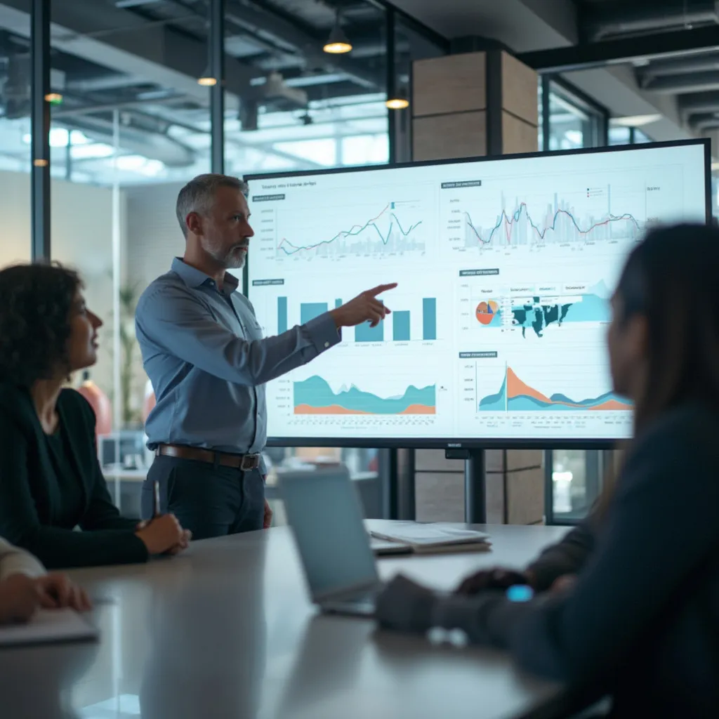 Consultant presenting data to client team