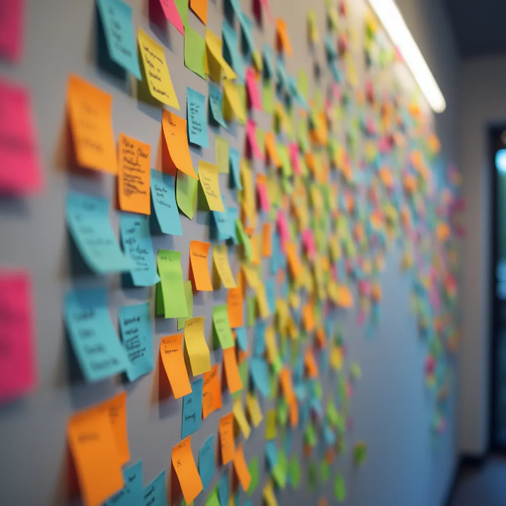 Strategic planning session with sticky notes