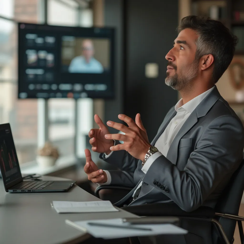 Professional speaker presenting during an online webinar